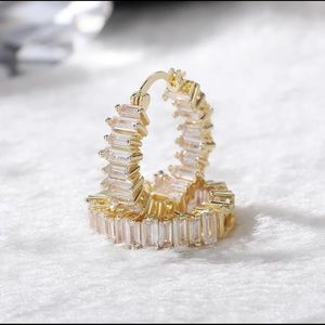 Round Hoop Earrings Cubic Zirconia Earring